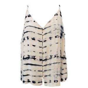 Sanctuary Button Front Cami Top Womens SMALL Blue White Beige Tie-Dye Adjustable